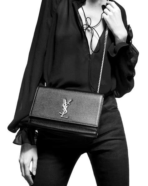 ysl monogramme sl kate satchel bag black|SAINT LAURENT Grain De Poudre Medium Classic Monogram .